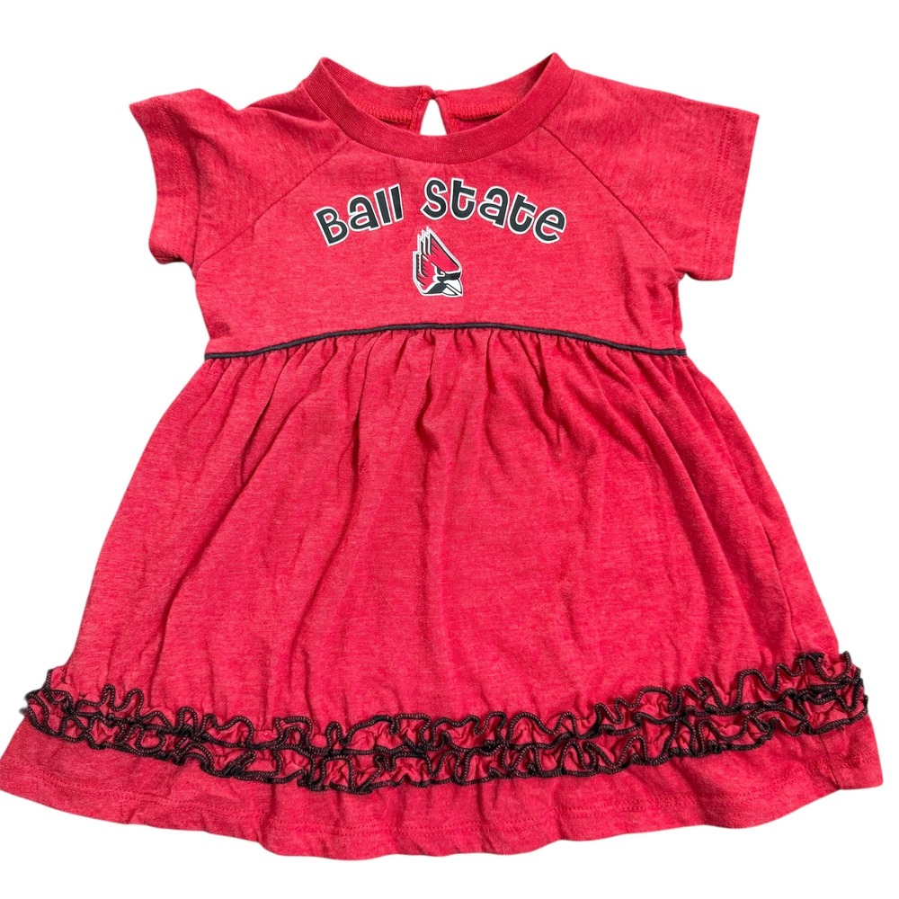 Colosseum Ball State Cardinals Baby Dress Red Short Sleeve Ruffle‎ 12-18 Months